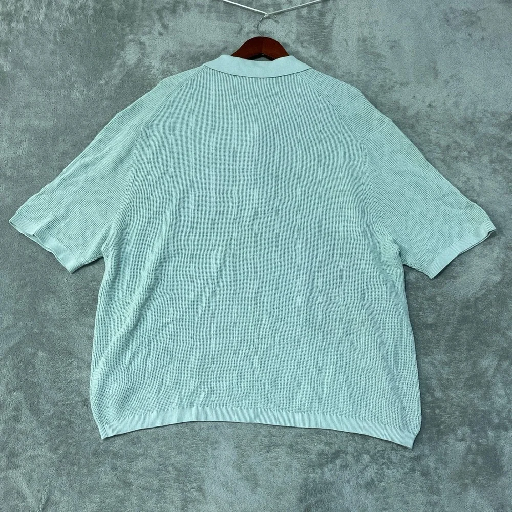 NWOT Calvin Klein Jeans Waffle Knit Sweater Polo Shirt Men's 2XL Green Cotton